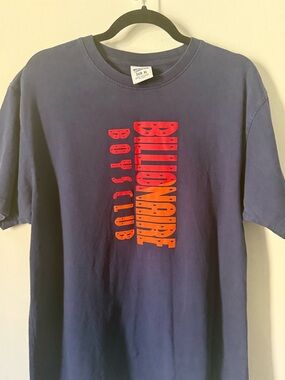 Billionaire Boys Club Navy Tee with Red and Orange Vertical Logo